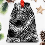 Tropical leafs pattern, black and white jungle theme Ornament (Bell) Front