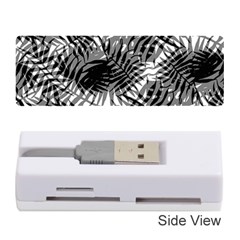 Tropical Leafs Pattern, Black And White Jungle Theme Memory Card Reader (stick) by Casemiro