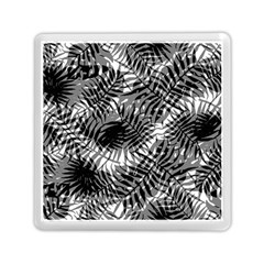 Tropical Leafs Pattern, Black And White Jungle Theme Memory Card Reader (square) by Casemiro