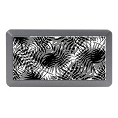 Tropical Leafs Pattern, Black And White Jungle Theme Memory Card Reader (mini) by Casemiro