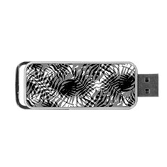 Tropical Leafs Pattern, Black And White Jungle Theme Portable Usb Flash (two Sides) by Casemiro