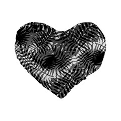 Tropical Leafs Pattern, Black And White Jungle Theme Standard 16  Premium Heart Shape Cushions by Casemiro