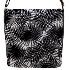 Tropical Leafs Pattern, Black And White Jungle Theme Flap Closure Messenger Bag (s) by Casemiro