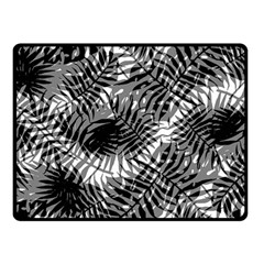 Tropical Leafs Pattern, Black And White Jungle Theme Double Sided Fleece Blanket (small)  by Casemiro