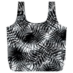 Tropical Leafs Pattern, Black And White Jungle Theme Full Print Recycle Bag (xl) by Casemiro