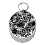 Tropical leafs pattern, black and white jungle theme Mini Silver Compasses Front