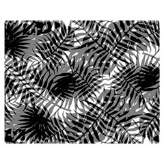 Tropical Leafs Pattern, Black And White Jungle Theme Double Sided Flano Blanket (medium)  by Casemiro