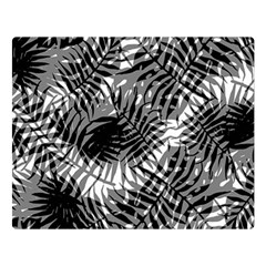 Tropical Leafs Pattern, Black And White Jungle Theme Double Sided Flano Blanket (large)  by Casemiro