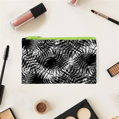 Tropical Leafs Pattern, Black And White Jungle Theme Cosmetic Bag (xs) by Casemiro