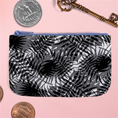 Tropical Leafs Pattern, Black And White Jungle Theme Large Coin Purse by Casemiro