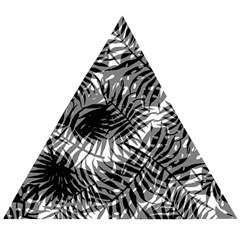 Tropical Leafs Pattern, Black And White Jungle Theme Wooden Puzzle Triangle by Casemiro