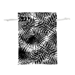 Tropical Leafs Pattern, Black And White Jungle Theme Lightweight Drawstring Pouch (m) by Casemiro