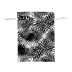 Tropical Leafs Pattern, Black And White Jungle Theme Lightweight Drawstring Pouch (l) by Casemiro