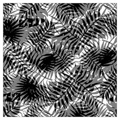 Tropical Leafs Pattern, Black And White Jungle Theme Long Sheer Chiffon Scarf  by Casemiro