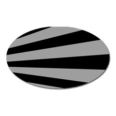 Striped Black And Grey Colors Pattern, Silver Geometric Lines Oval Magnet by Casemiro