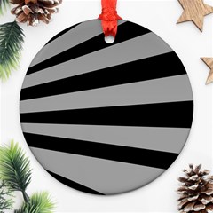 Striped Black And Grey Colors Pattern, Silver Geometric Lines Round Ornament (two Sides) by Casemiro