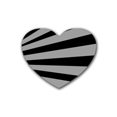 Striped Black And Grey Colors Pattern, Silver Geometric Lines Heart Coaster (4 Pack)  by Casemiro