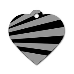 Striped Black And Grey Colors Pattern, Silver Geometric Lines Dog Tag Heart (one Side) by Casemiro