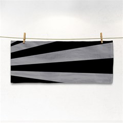 Striped Black And Grey Colors Pattern, Silver Geometric Lines Hand Towel by Casemiro