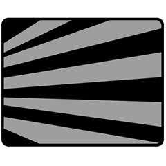 Striped Black And Grey Colors Pattern, Silver Geometric Lines Fleece Blanket (medium)  by Casemiro