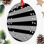 Striped black and grey colors pattern, silver geometric lines Ornament (Oval Filigree) Front