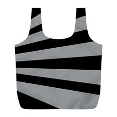 Striped Black And Grey Colors Pattern, Silver Geometric Lines Full Print Recycle Bag (l) by Casemiro