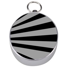 Striped Black And Grey Colors Pattern, Silver Geometric Lines Silver Compasses by Casemiro