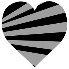 Striped Black And Grey Colors Pattern, Silver Geometric Lines Wooden Puzzle Heart by Casemiro