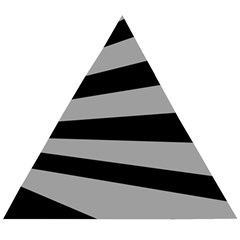 Striped Black And Grey Colors Pattern, Silver Geometric Lines Wooden Puzzle Triangle by Casemiro