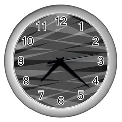 Abstract Geometric Pattern, Silver, Grey And Black Colors Wall Clock (silver) by Casemiro