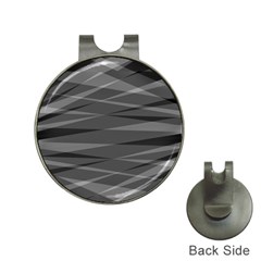 Abstract Geometric Pattern, Silver, Grey And Black Colors Hat Clips With Golf Markers by Casemiro