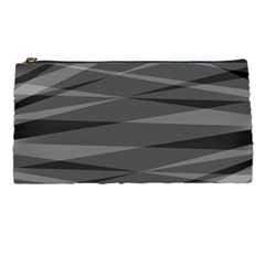 Abstract Geometric Pattern, Silver, Grey And Black Colors Pencil Case