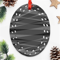 Abstract Geometric Pattern, Silver, Grey And Black Colors Oval Filigree Ornament (two Sides) by Casemiro