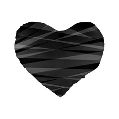 Abstract Geometric Pattern, Silver, Grey And Black Colors Standard 16  Premium Heart Shape Cushions by Casemiro