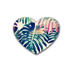 Monstera Leaf Rubber Coaster (heart)  by goljakoff