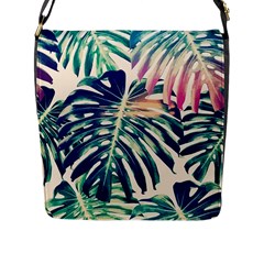 Monstera Leaf Flap Closure Messenger Bag (l) by goljakoff