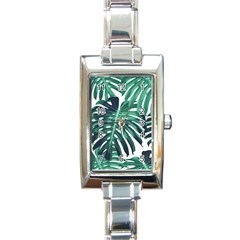 Green Monstera Leaf Rectangle Italian Charm Watch by goljakoff