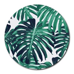 Green Monstera Leaf Round Mousepads by goljakoff