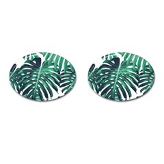 Green monstera leaf Cufflinks (Oval)