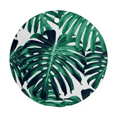 Green Monstera Leaf Round Ornament (two Sides) by goljakoff