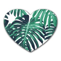 Green Monstera Leaf Heart Mousepads by goljakoff