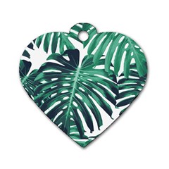 Green monstera leaf Dog Tag Heart (One Side)