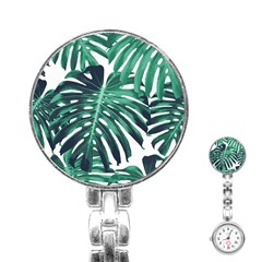 Green Monstera Leaf Stainless Steel Nurses Watch by goljakoff