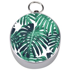 Green Monstera Leaf Silver Compasses by goljakoff