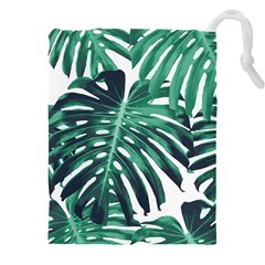 Green monstera leaf Drawstring Pouch (5XL)