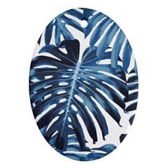 Blue Monstera Leaf Ornament (oval) by goljakoff