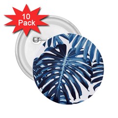 Blue Monstera Leaf 2 25  Buttons (10 Pack)  by goljakoff