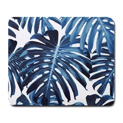 Blue Monstera Leaf Large Mousepads by goljakoff