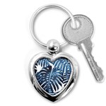 Blue monstera leaf Key Chain (Heart) Front