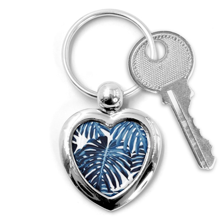 Blue monstera leaf Key Chain (Heart)